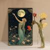 Vintage Moon Girl Metallposter Wanddekoration 8x12 Zoll Blechschild Bar Café