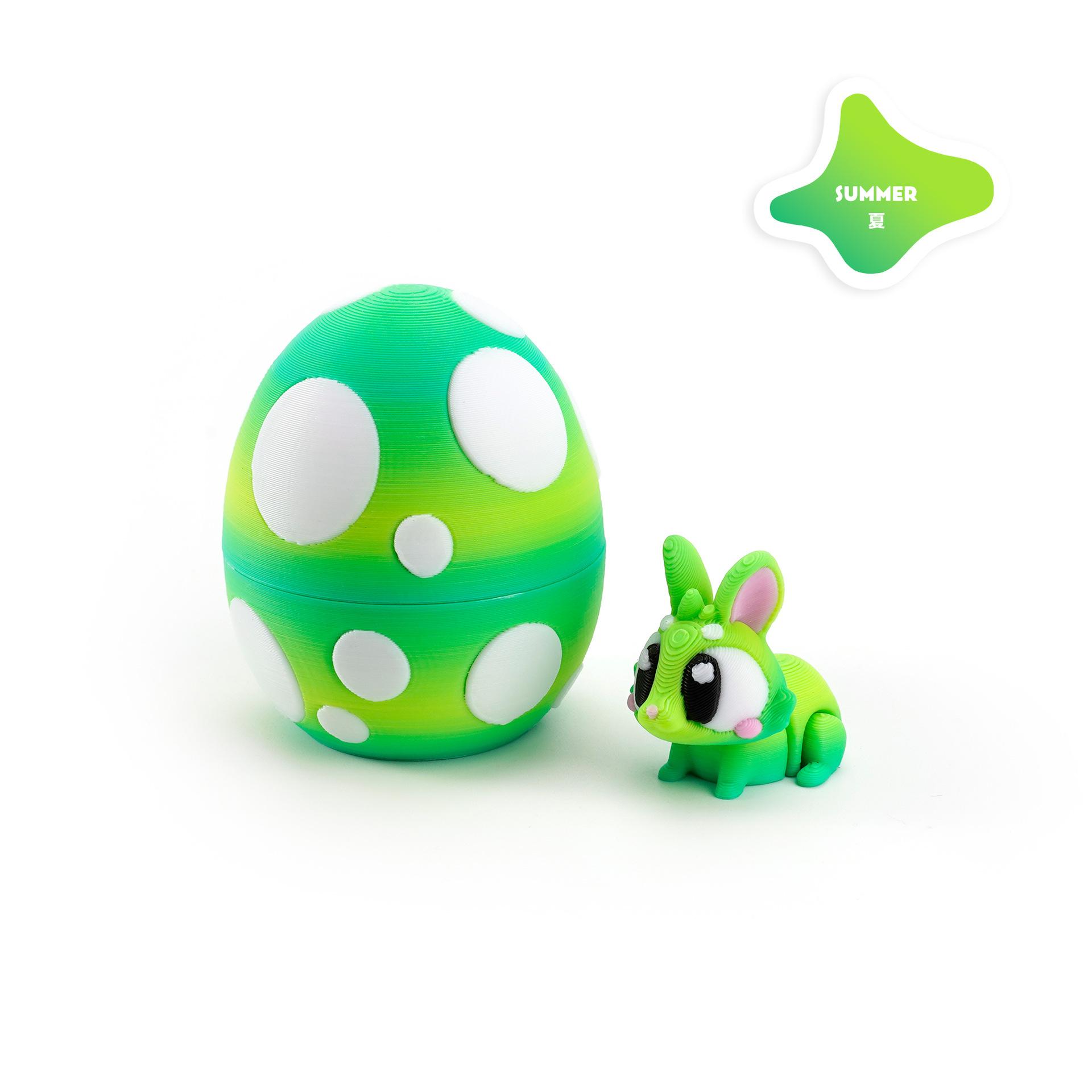

1PCs 3D Printed Rabbit Eggs Animal Model Toys Colorful Easter Rabbit Home Desktop Ornament Happy Easter Gift for Kids