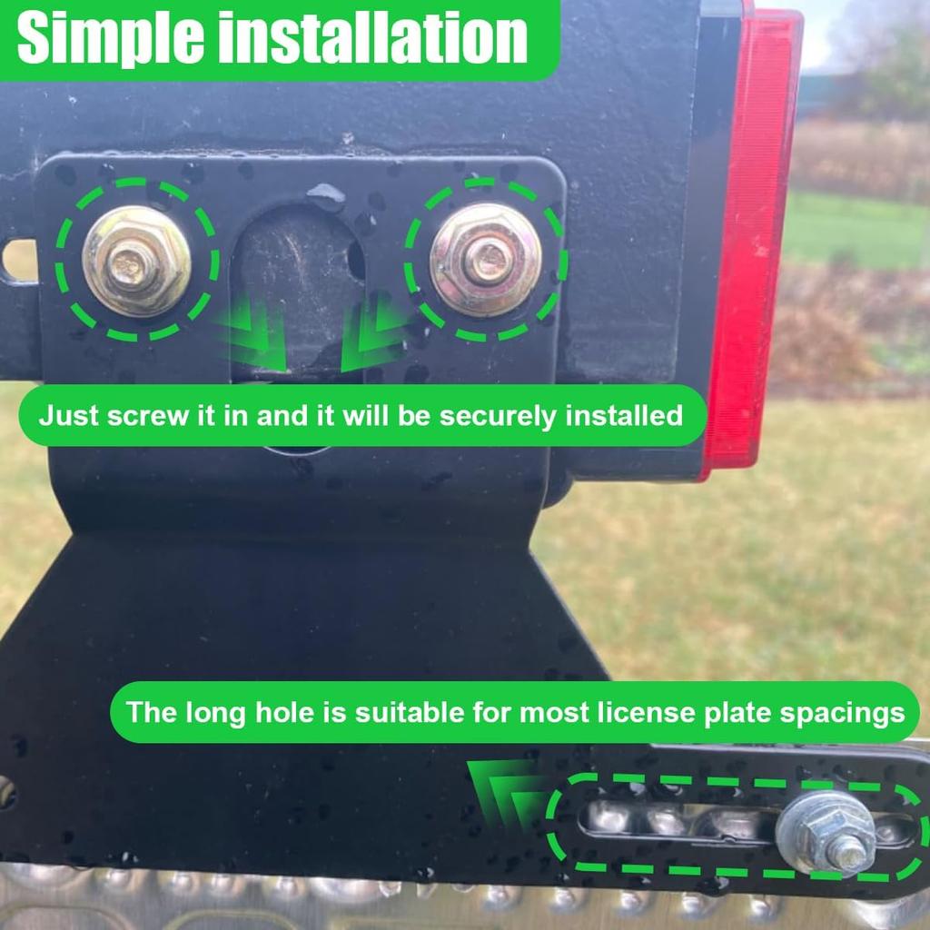 Craedli Trailer License Plate Bracket Frame, Universal Aluminum License Plate Holder with Light Mount Hole, Heavy-Duty Car Tag Bracket Trailer Mount