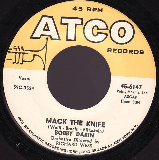 

7inch Record BOBBY DARIN - Mack The Knife 456147 ATCO Records US Rock Used