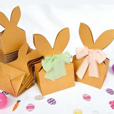 Gift for Her/Him 12 Sets of Easter Bunny Paper Gift Boxes Handmade Set with Decorative Ribbons, Gift Boxes, Easter Decorations
