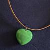 _Fall Green Heart +Tan Strap Necklace