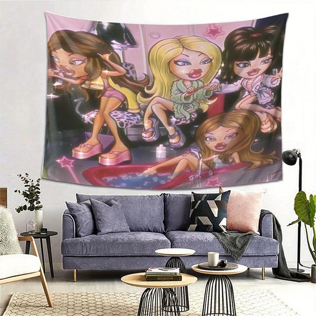 1pc Vintage Fashion Dolls Polyester Tapestry 2D Print Glam Wall Decor for Bedroom Living Room Perfect Festival Birthday Gift