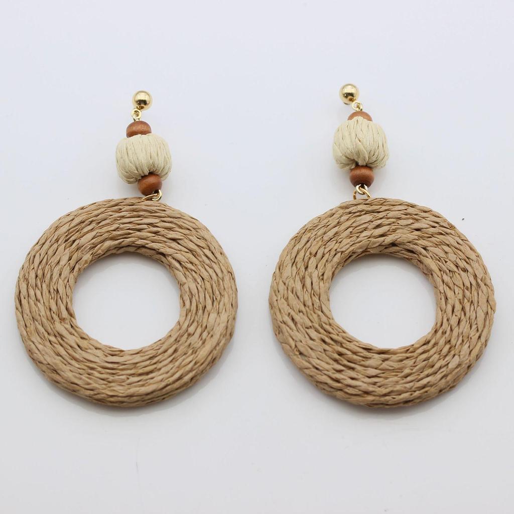 Bohemian Handmade Rattan Earrings - Retro Vacation Style