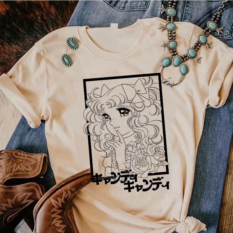 Lata 90. Kawaii Cukierki Cukierki Anime Letni Top Koszulka Damska Nadruk Koszulka Grunge Anime Manga Koszulka Topy Graficzny Estetyczny
