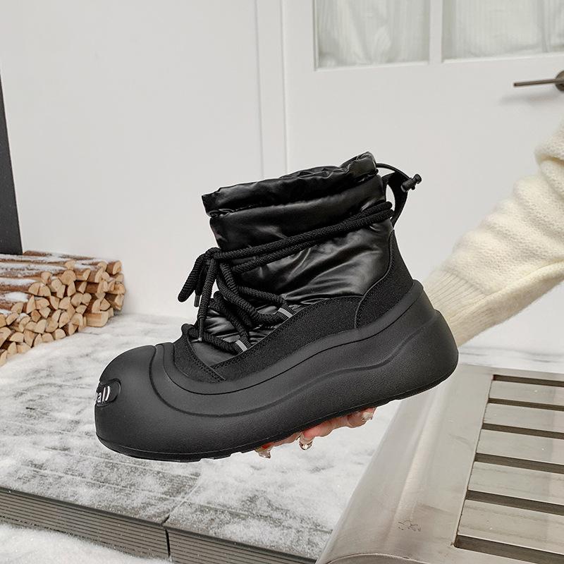 Ugly cute big head platform snow boots women's 2025 new winter velvet thermal cotton shoes fashionable versatile white short boots