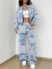 Gradual Change Autumn and Winter New European and American Women's Clothing Tie-dye Printing Suit Women
