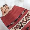 Triangle Stripe Kilim 19th Century Authentic Colorful Picture of a Red Black and White Rug Throw Blanket Quilt Flannels Blankets
