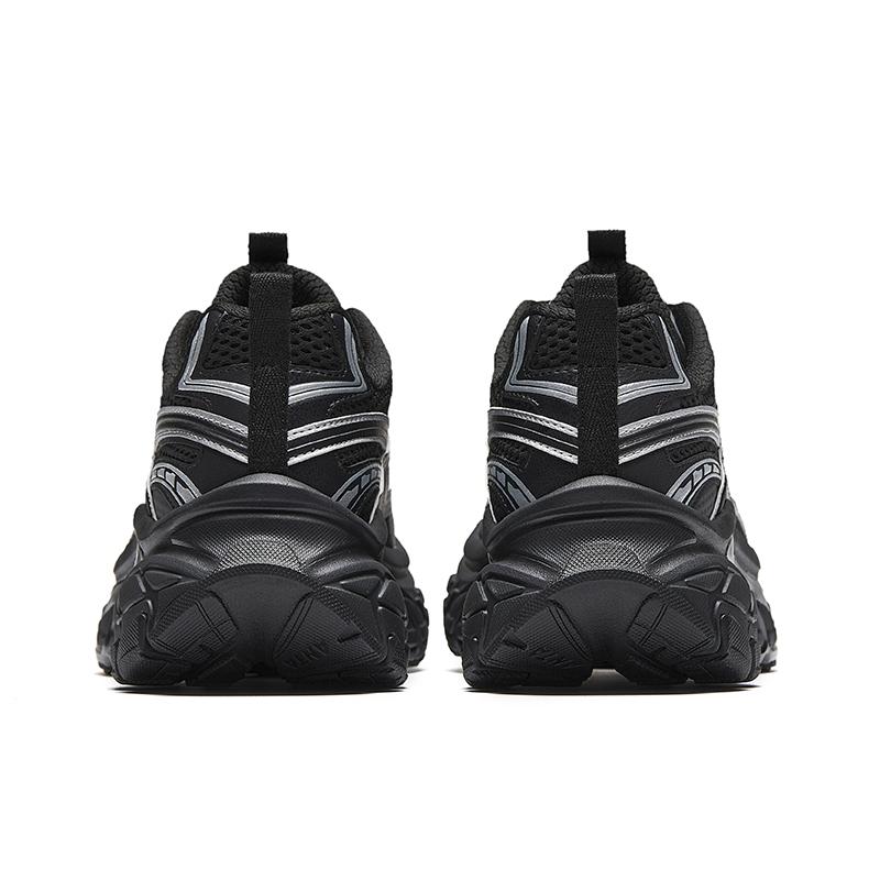 Anta Fashionable Comfortable Shock Absorbing Height Increasing Wear Resistant Low Top Dad Shoes Women Sneaker Black Silver 122618899-1
