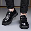 Black Increase British Style Big Head Derby Shoes Men Spring 2026 Business Formal Wedding Groom's Casual Cow Leather Shoes Man