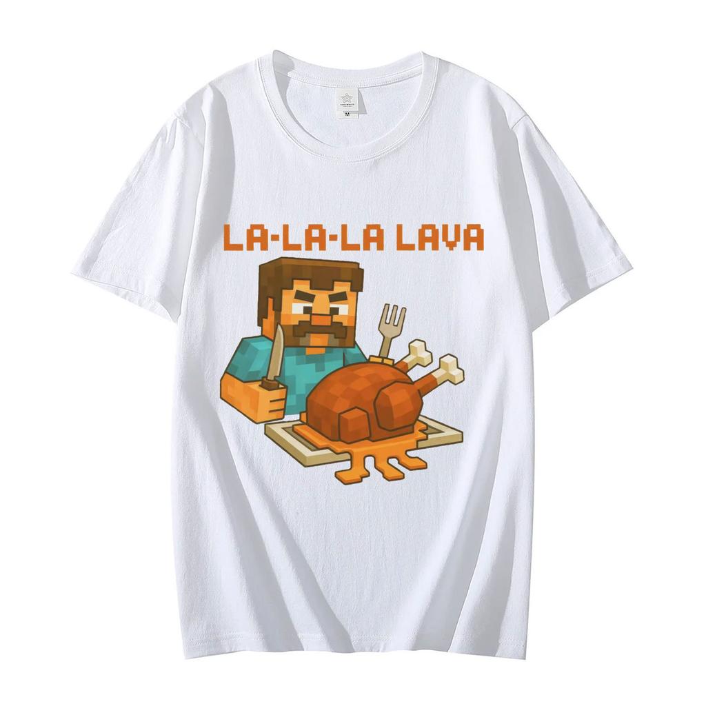 La-La-La Lava Chicken Jockey Funny Meme T-shirt Men Women Clothing Y2k Fashion Cartoon T Shirts Summer Casual Cotton T-shirts