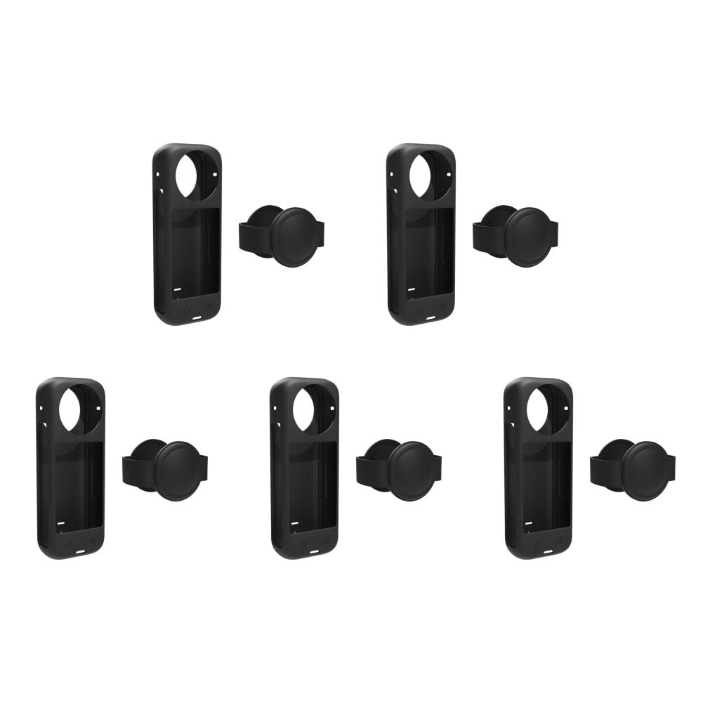 

FE# Silicone Protective Case Anti-scratch with Lens Cap for Insta360 X4(Black)