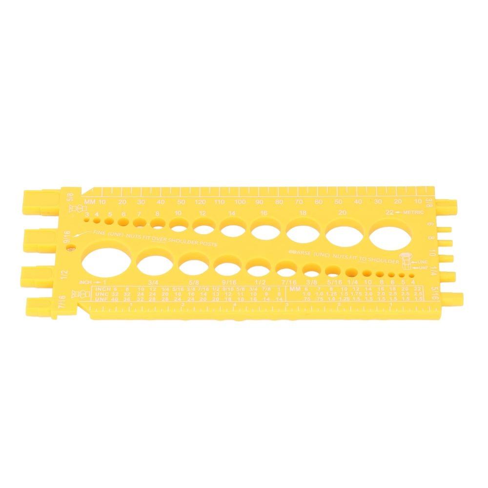 Integrated Portable Bolt Measuring Tool Millimeter Scale Inch Scale Bolt Thread Gauge Yellow /Green Nut Bolt Gauge Machine Work