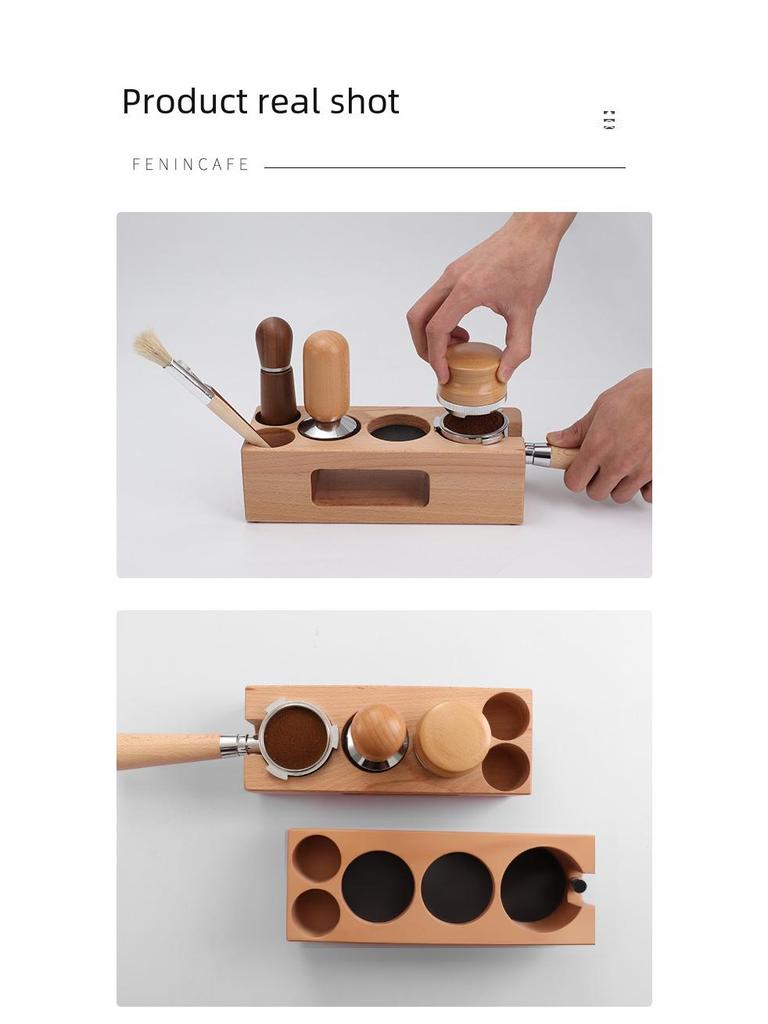 Kaffeestampferbasis und Spendersitz aus Holz zur Aufbewahrung des Maschinengriffs