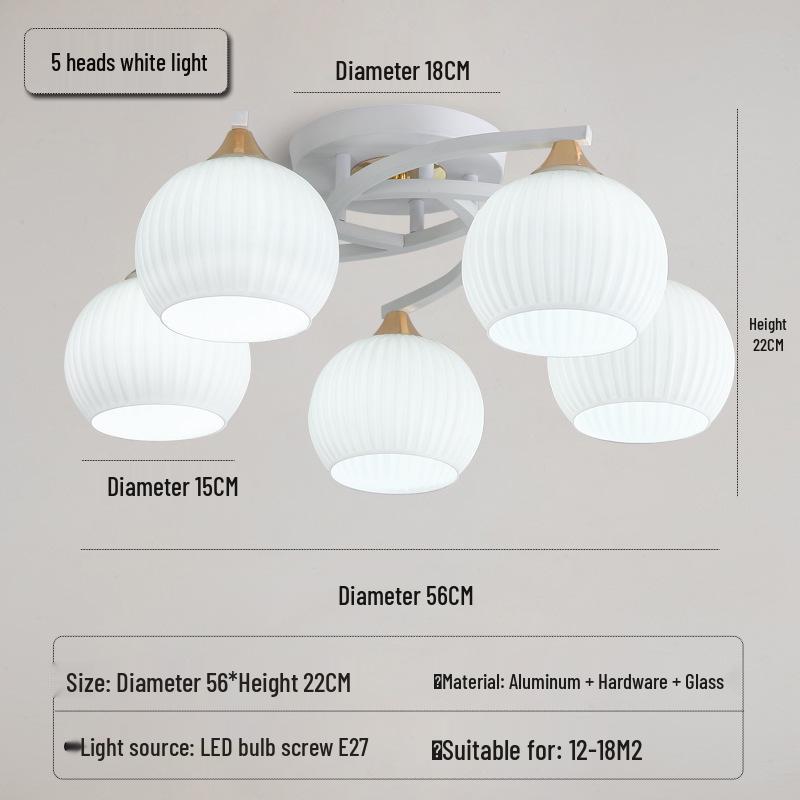 Moderner minimalistischer nordischer Cremefarbener Kürbis-Kronleuchter für Wohnzimmer oder Schlafzimmer