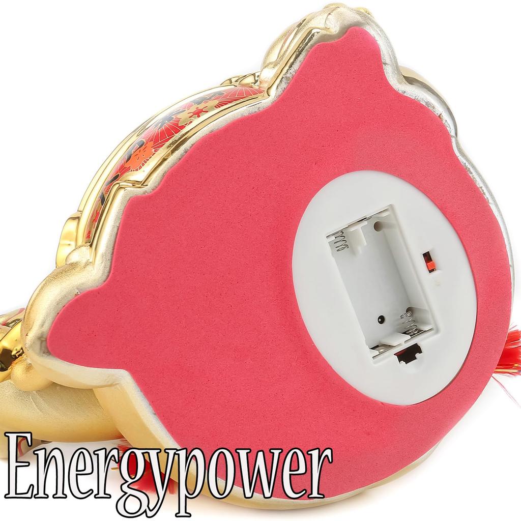 EnergyPower Golden Good Luck Electric Lucky Cat Made of Porcelain Large Premium Model Comes with a Cushion Gold Golden Maneki Cat Handmade Cute
