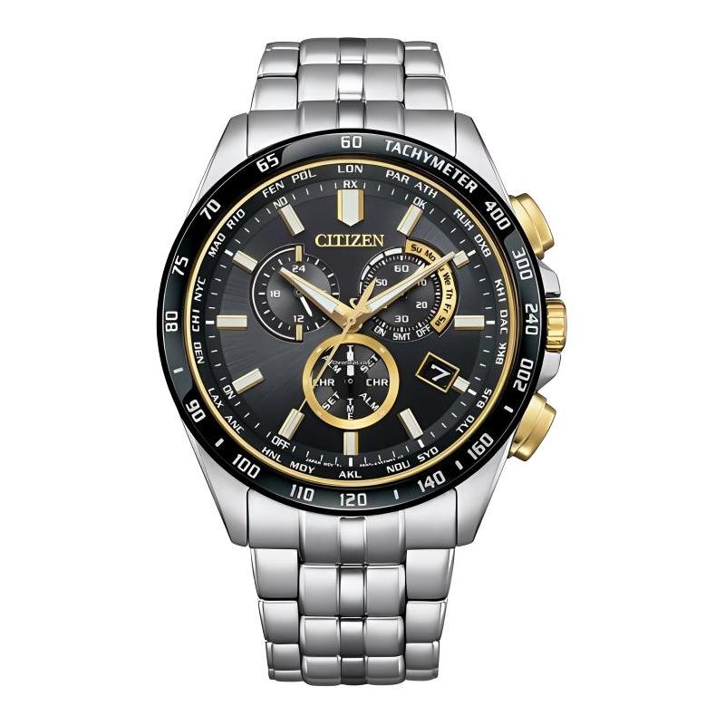 

CITIZEN 100 meters waterproof solar movement steel strap 43mm men s watch black dial CB5879-53E чорний