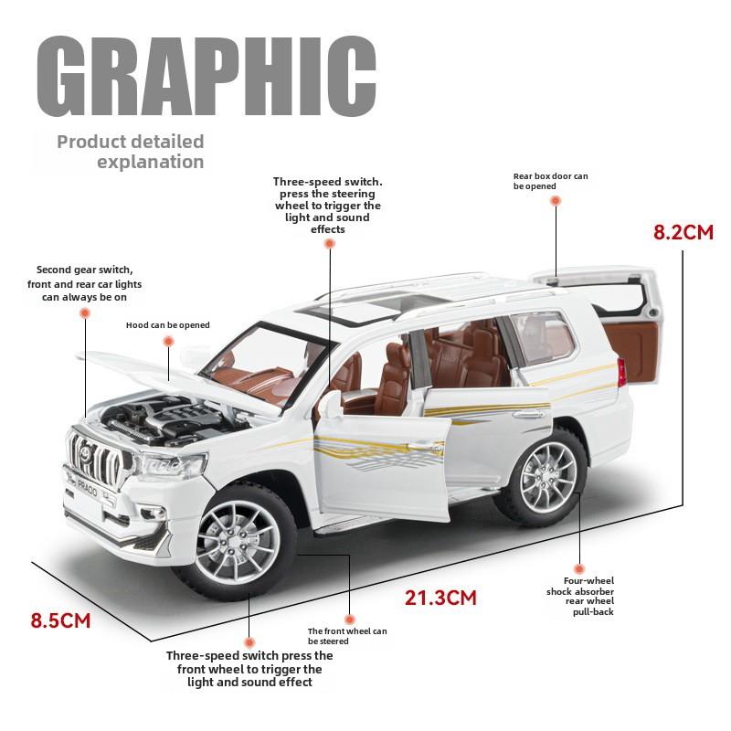 1/24 Toyota Prado Alloy Car Diecasts & Toy Vehicles Toy SUV Car Metal Collection Simulation LAND CRUISER Model Car Kids Gifts