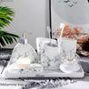 White Marble Texture Bathroom Supplies Toothpaste Dispenser Toothbrush Holder Cotton Swab Box Bathroom Decoration Accessories