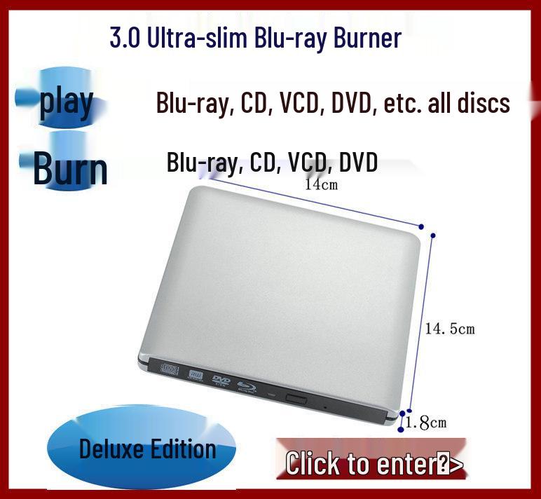 Aluminum Alloy High-Speed 4K Blu-ray Combo Optical Drive for Notebook & Desktop PC