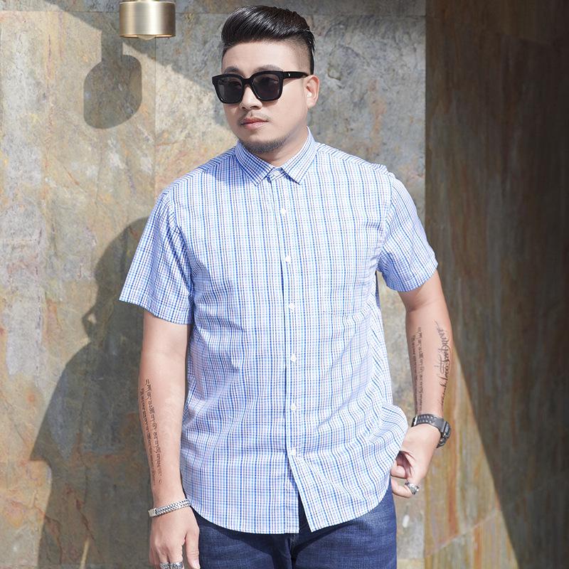 Plus Size Men's Plaid Short Sleeve Shirt - Loose Fit