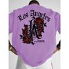 Men's Gothic Streetwear T-Shirt Los Angeles LA & Red Rose Graphic 3d Print Summer Crew Neck Short Sleeve Polyester Tees Tops