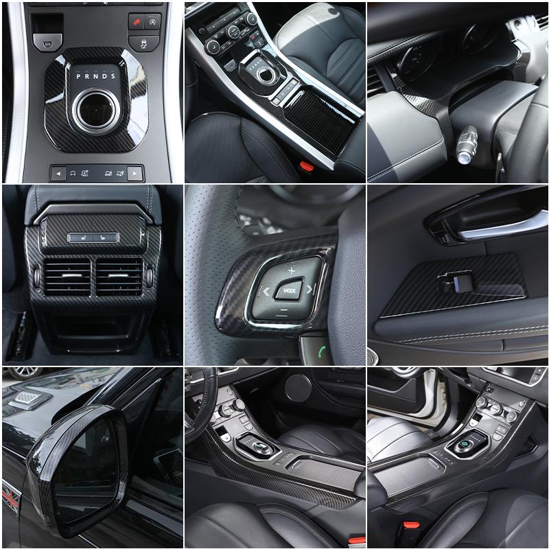 For Land Rover Range Rover Evoque 2011-2018 Car Carbon Fiber Interior Gear Shift Console Decoration Cover Stickers Accessories
