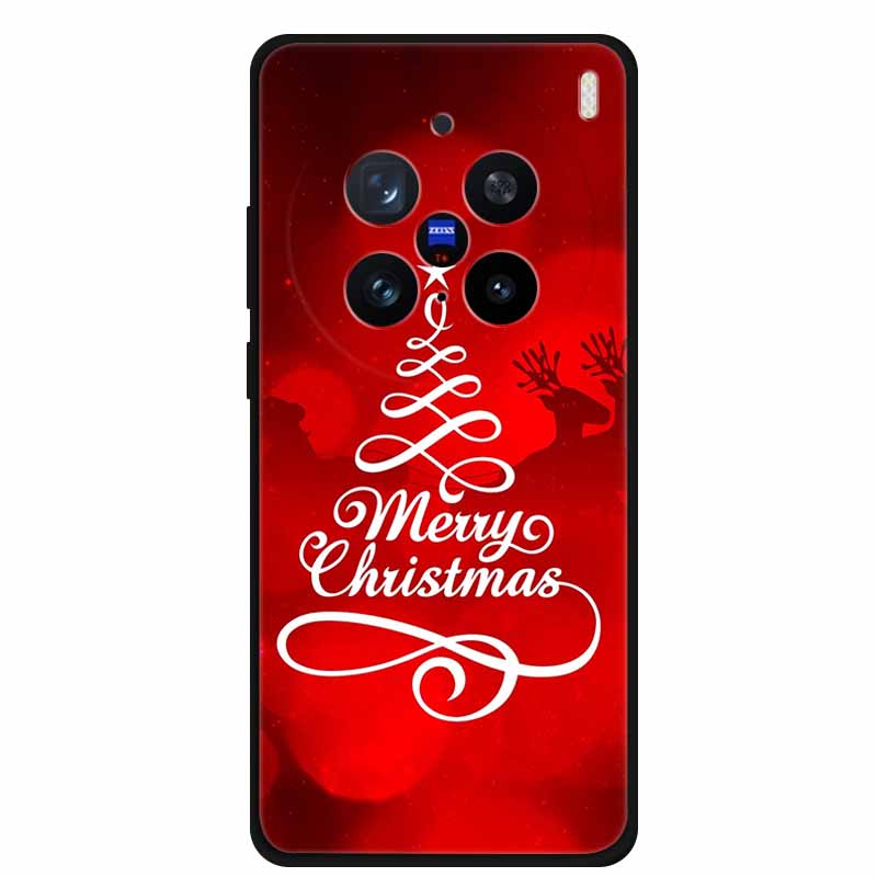 Christmas Cover For Vivo X200 Pro 6.78"Black Silicone Case For vivo X200 Pro mini 6.31" TPU Santa Claus ChristmasTree Back Cover