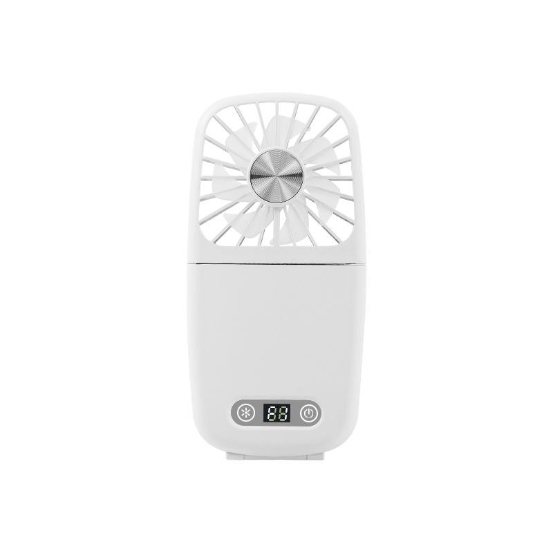 

2026 LED Digital Display Folding Handheld & Neck Hanging Silent Fan with Makeup Mirror (USB) 17.5*8.7 cm белый