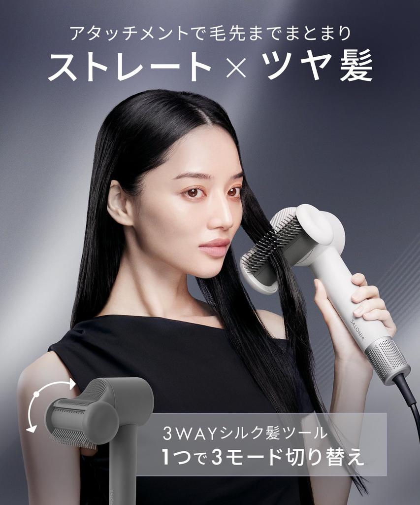 SALONIA Smooth Shine Smart Hair Dryer High Fast Negative Ion (Gray) SAL25120GR, Airflow, Drying,