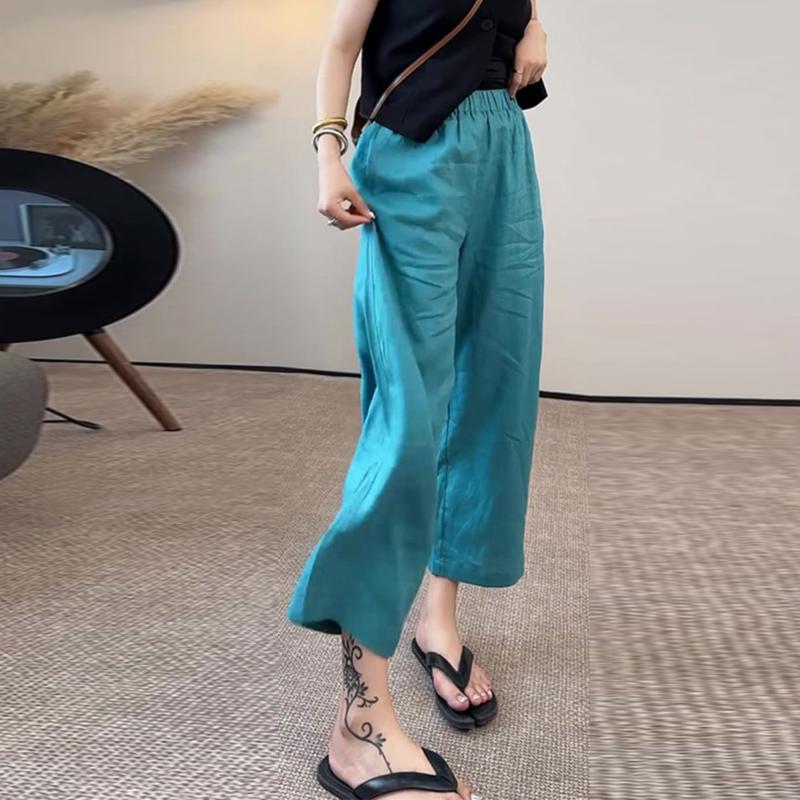 

Женская летняя мода Простые повседневные тонкие прямые брюки до щиколотки Винтажный синий С высокой талией Свободные брюки Pantalones De Mujer S