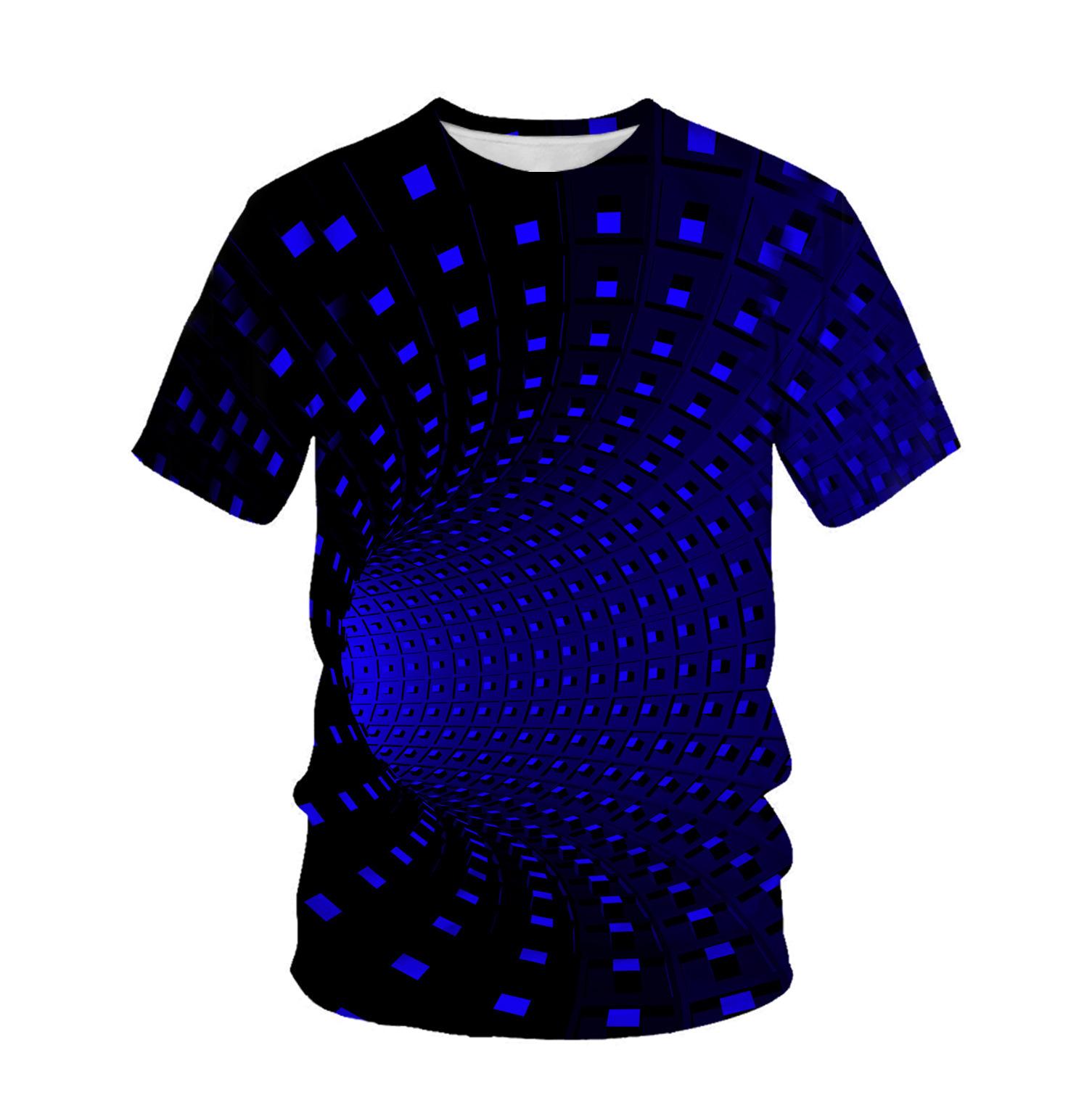 

Летний топ с круглым вырезом и 3D-принтом в виде квадратной сетки, модная повседневная футболка с коротким рукавом для детей и мальчиков 6XL