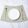 Fan-shaped Household Leather Placemat Hotel Restaurant Fan-shaped Western Dining Mat European Cloth Pattern Thermal Insulation Dining Table Mat