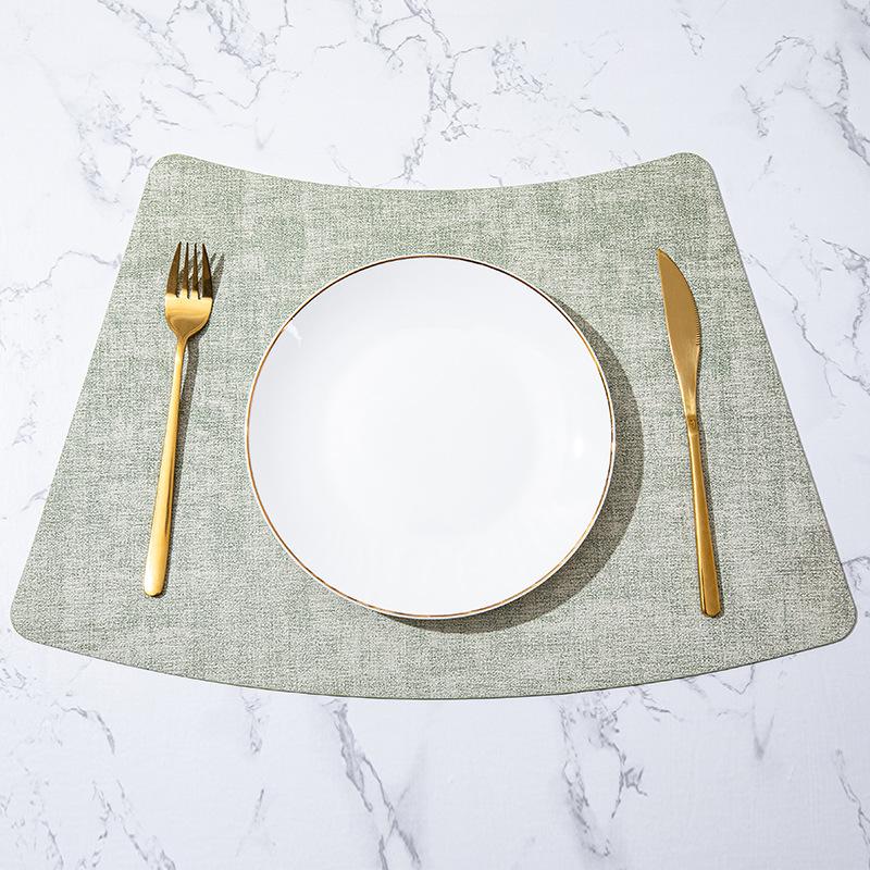 Fan-shaped Household Leather Placemat Hotel Restaurant Fan-shaped Western Dining Mat European Cloth Pattern Thermal Insulation Dining Table Mat