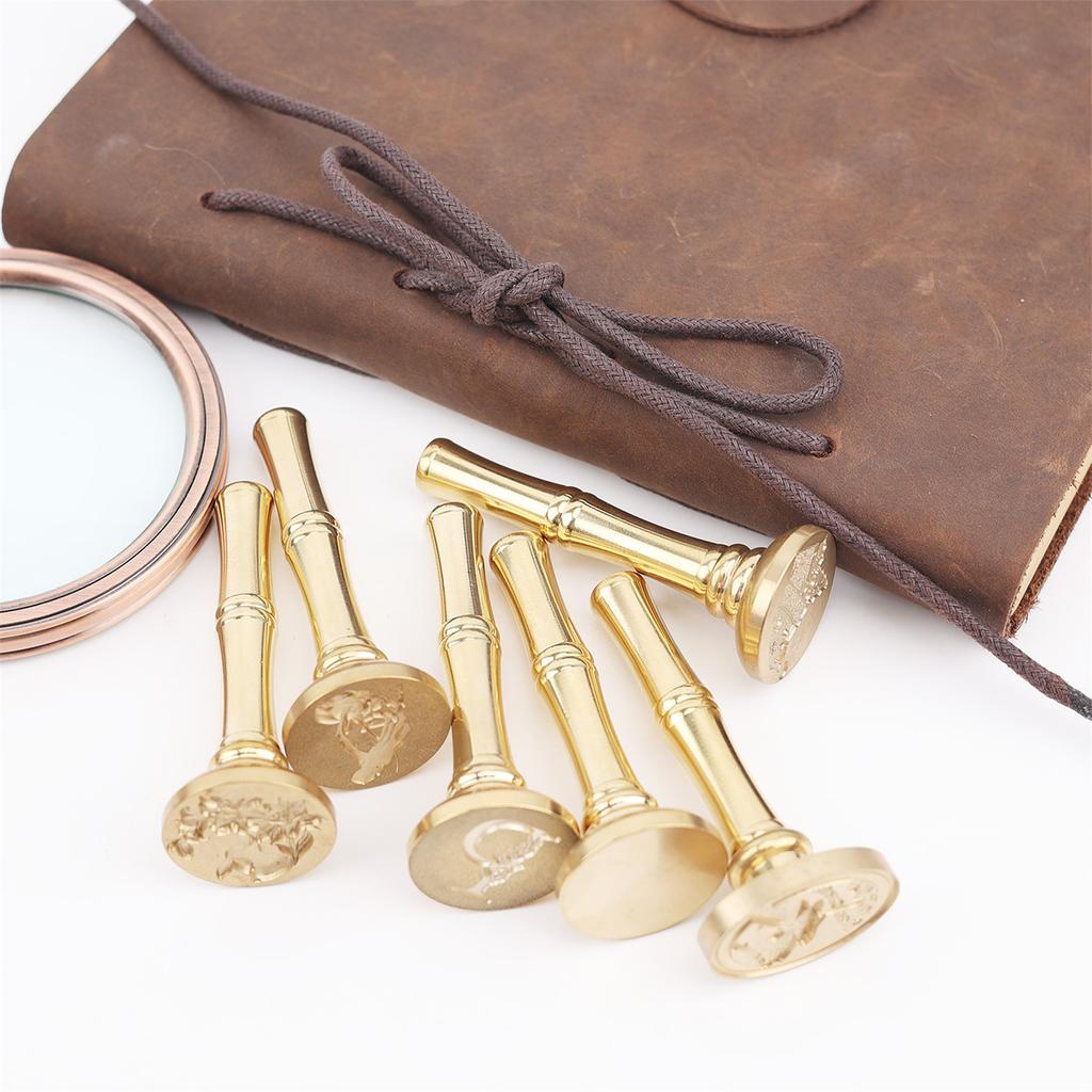 1/5pcs Bamboo Fire Paint Stamp Handle Copper Wax Sealing Stamp Tool for Scrapbooking Handmade Stamps Accessories 65mm
