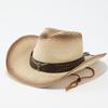 European and American Fashion Big Eaves Western Cowboy Hat Women's Spring and Summer New Rolled Edge Bull Head Sunscreen Shade Straw Hat