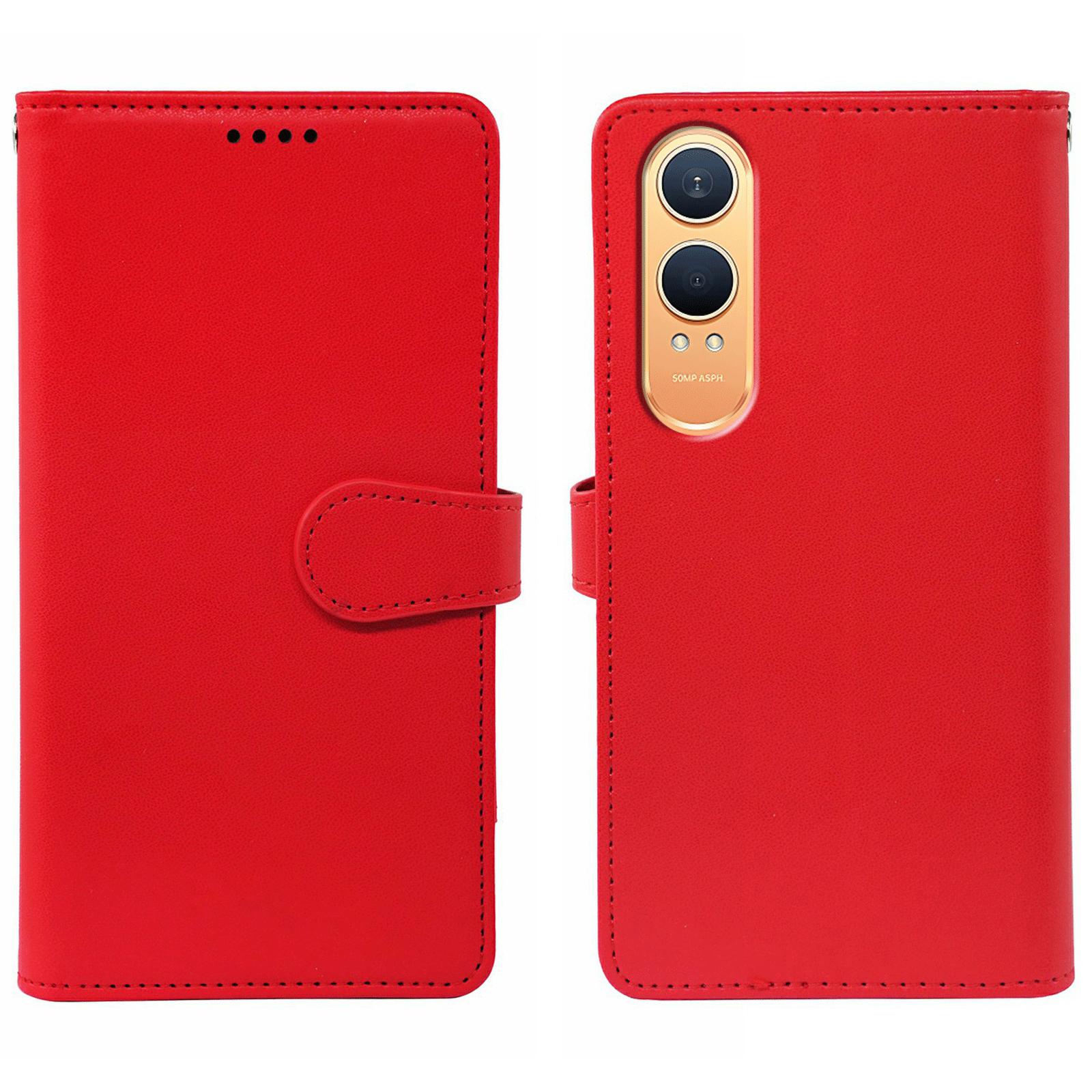 

For OnePlus CE4 Lite 5G Case with 9 Card Slots PU Leather Stand Phone Cover Red