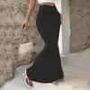 Casual Flowy Maxi Skirt High Waist Fold Over Floor Ankle Length Skirt for Female Solid Color Skirt Women's High Waist Skirt Commuter Fashion Skirt