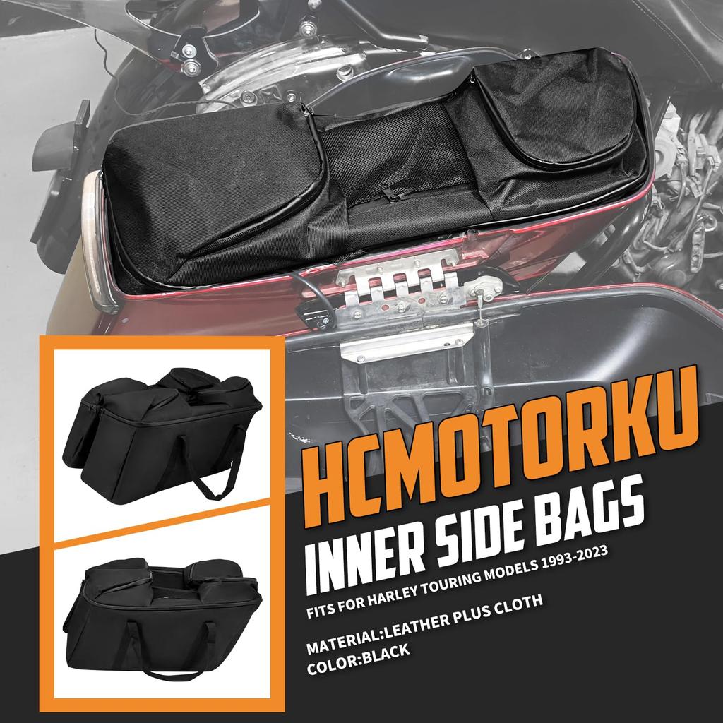 HCmotorku Motorcycle Side Large Capacity Side Box Luggage Small Item for Harley Electra Road Road Street Black Bag, Bag, Liner, Storage, Touring,