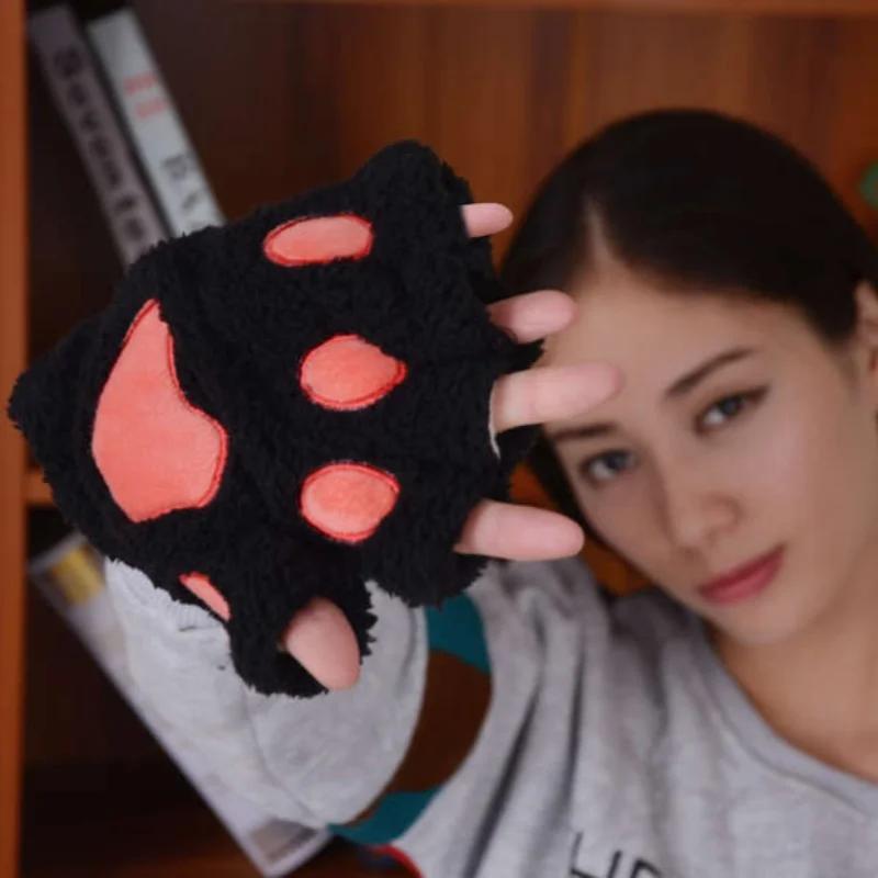 Călduș, minunat, gheare de pisică, mănuși de pluș, mănuși de iarnă, moi, pentru degete scurte, pentru jumătate, costum de urs, pentru jumătate de degete, cadou