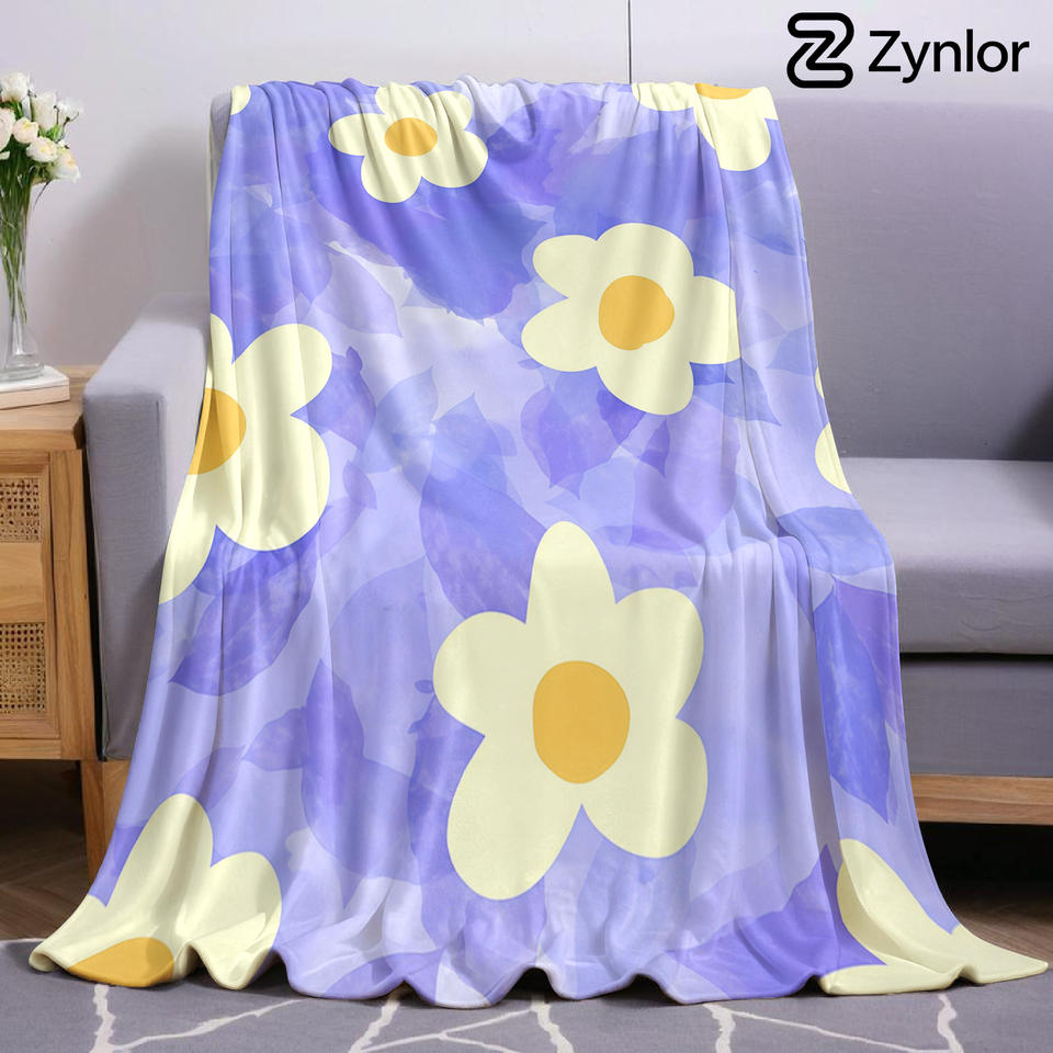 Purple Daisy Ultra Soft Sherpa Fleece Blanket Fluffy Warm Halloween Cozy Throw for Sofa Couch Bedroom Gift All season