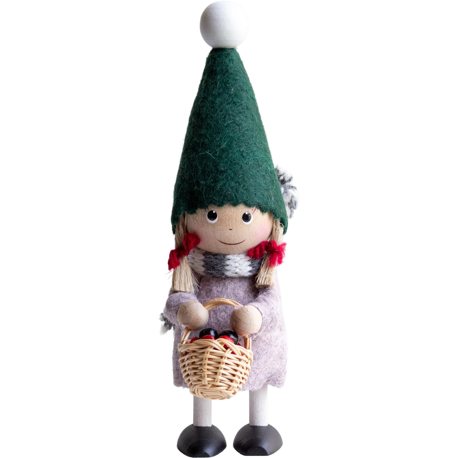 

NORDIKA nisse Christmas Wooden Doll, Berry Picking Girl, Nordic Forest