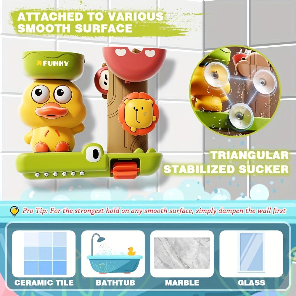 Duckling water play windmill toy with three strong suction cups, a good companion for babies to play in the bathroom