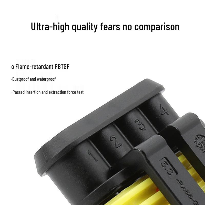 High-Quality AMP Automotive Waterproof Connector Pair for Quick Wire Connection (Male & Female), Model 282080-1.