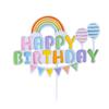 Double Layer Rainbow Balloon Cake Topper: Colorful Happy Birthday Decoration