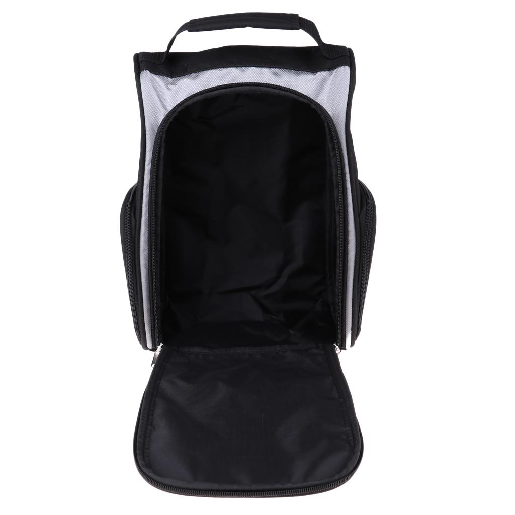 Waterproof Golf Bag Travel Space Saving Shoes Storage Tote Black and Silver, 13 x 9 5.5 inch