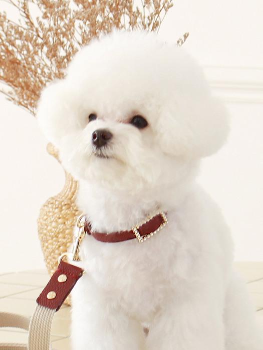 MAISON DE MIU Square Pearl Collar_Wine Wine