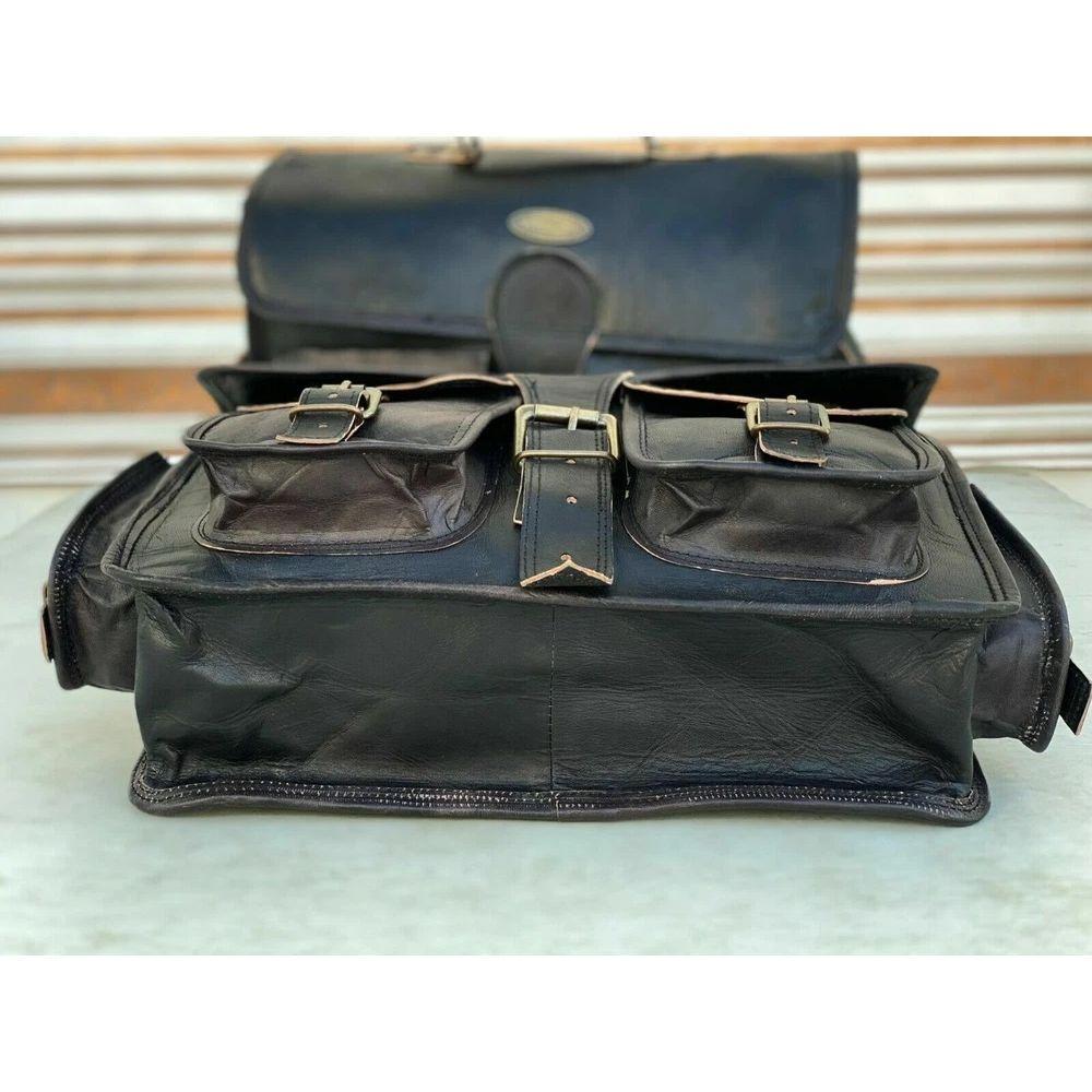 Leather 2 Luggage  Black Bags Motorcycle Side Saddlebags Pouch