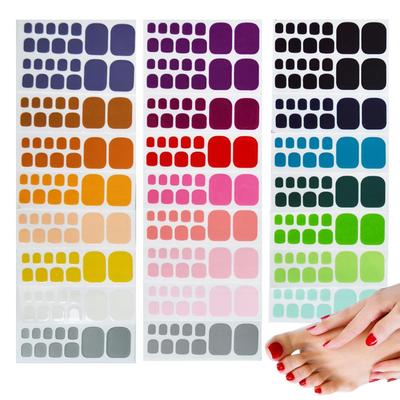 Adesivi per Unghie dei Piedi a Colore Unico Coprenti - Senza Cottura, Design a Colore Puro