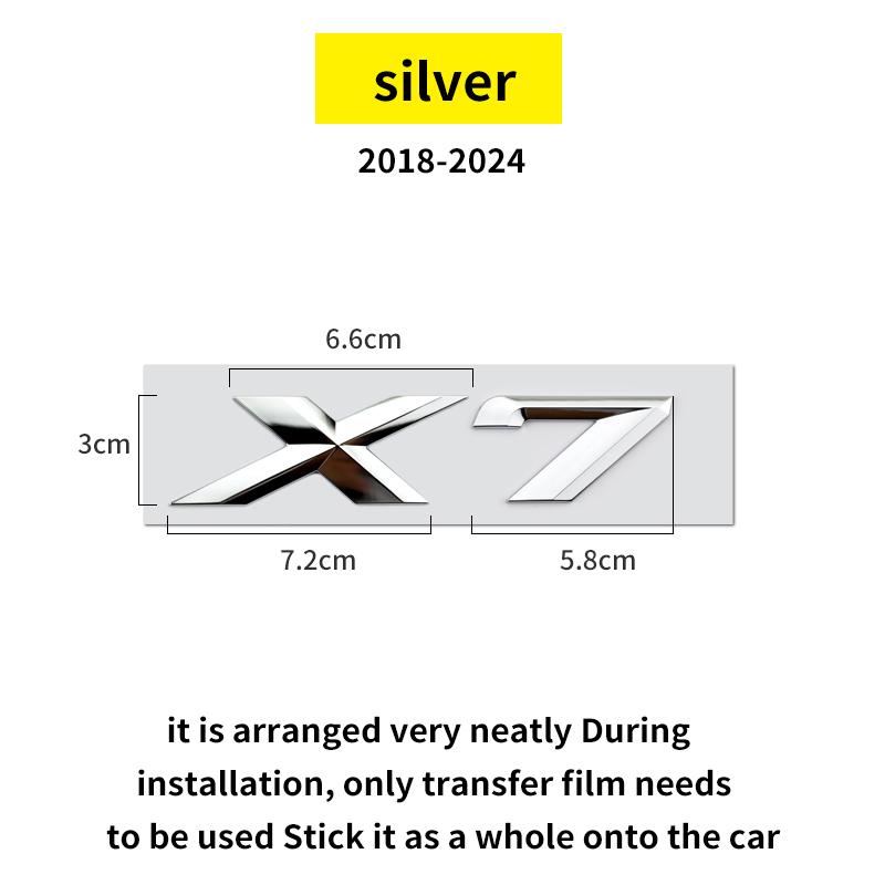 Suitable for BMW X1 X2 X3 X4 X5 X6 X7 F49 U12 F39 G08 G18 F15 F25 F26 G01 G02 G05 G06 G07  and Tail Letters Silver Black